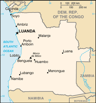 [Country map of Angola]
