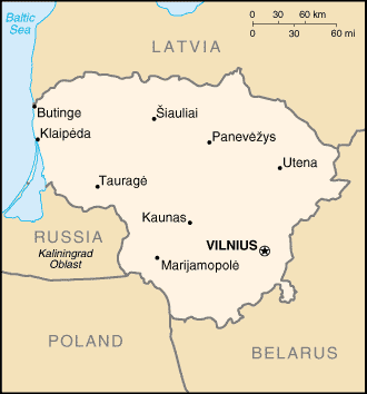 [Country map of Lithuania]